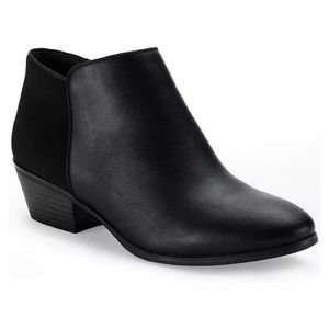 STYLE & CO Willey Ankle Booties Sz 10M Vegan Black Faux Leather & Suede NWOB
